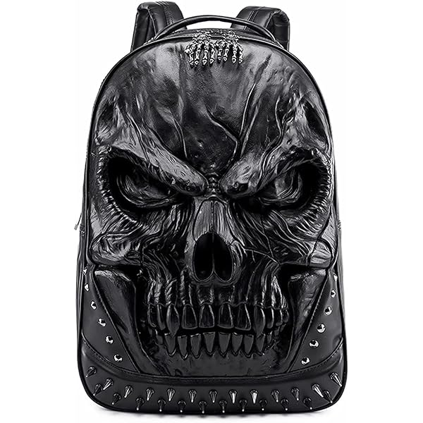 Amazon.com | Berchirly 3D Pu Leather Skull Backpacks Men
